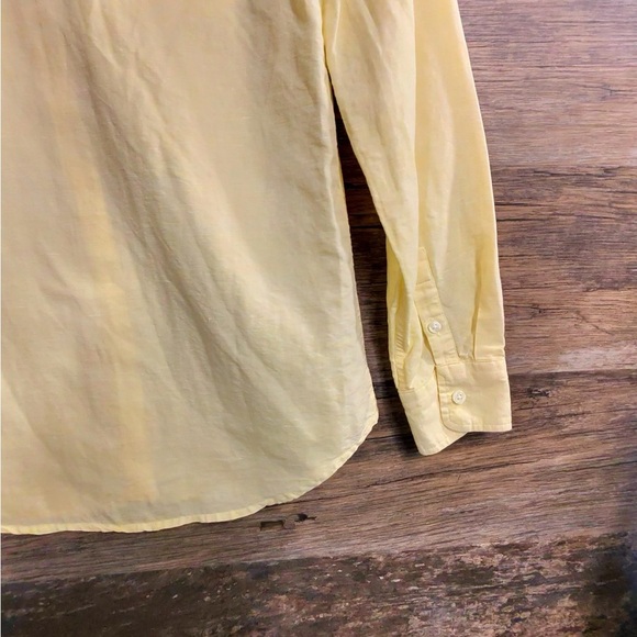 Chaps Yellow Fitted Long Sleeve Mandarin Collar Shirt - Picture 8 of 9